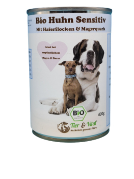 Bio Hundefutter - Huhn Sensitiv mit Haferflocken 12 x 400g
