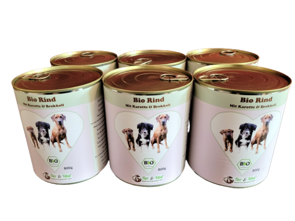Bio Hundefutter - Rind mit Karotten und Brokkoli 6 x 800g